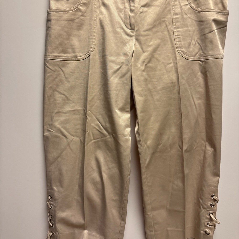 Cache Beige‎ Capris with Lace-Up Detail